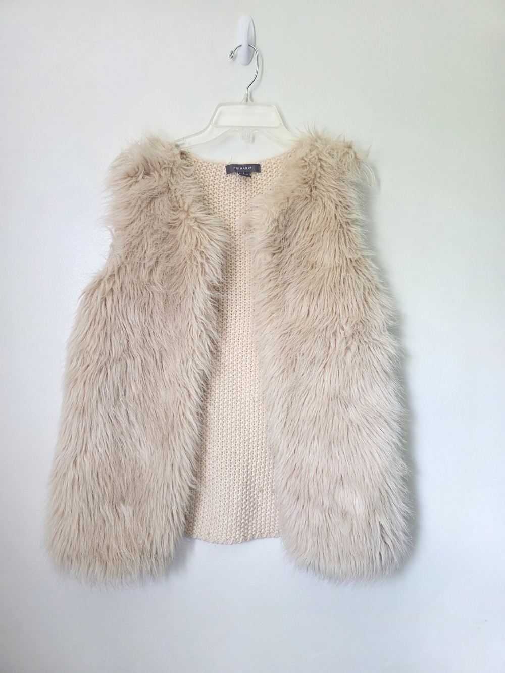 Primark Cream Faux Fur Shaggy Vest Women’s Small Boho Festival